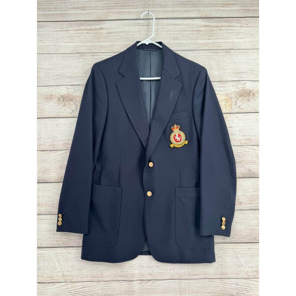Vintage Jordache Royal Air Force Manston Blazer Jacket‎ Mens 40 Long Navy Blue